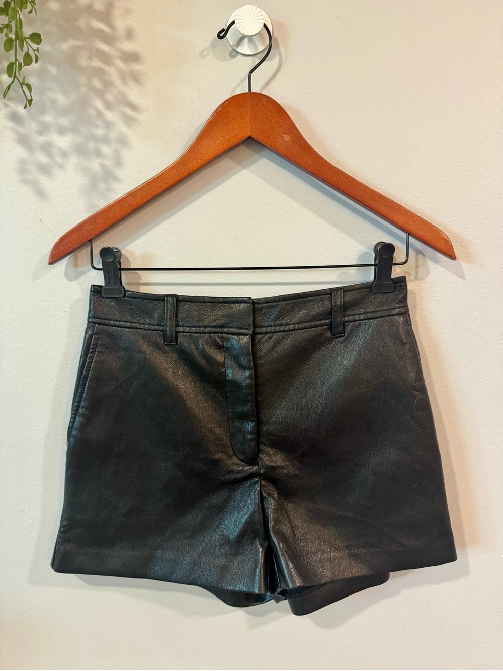 Babaton Black Faux Leather High-Waist Shorts Sz 2